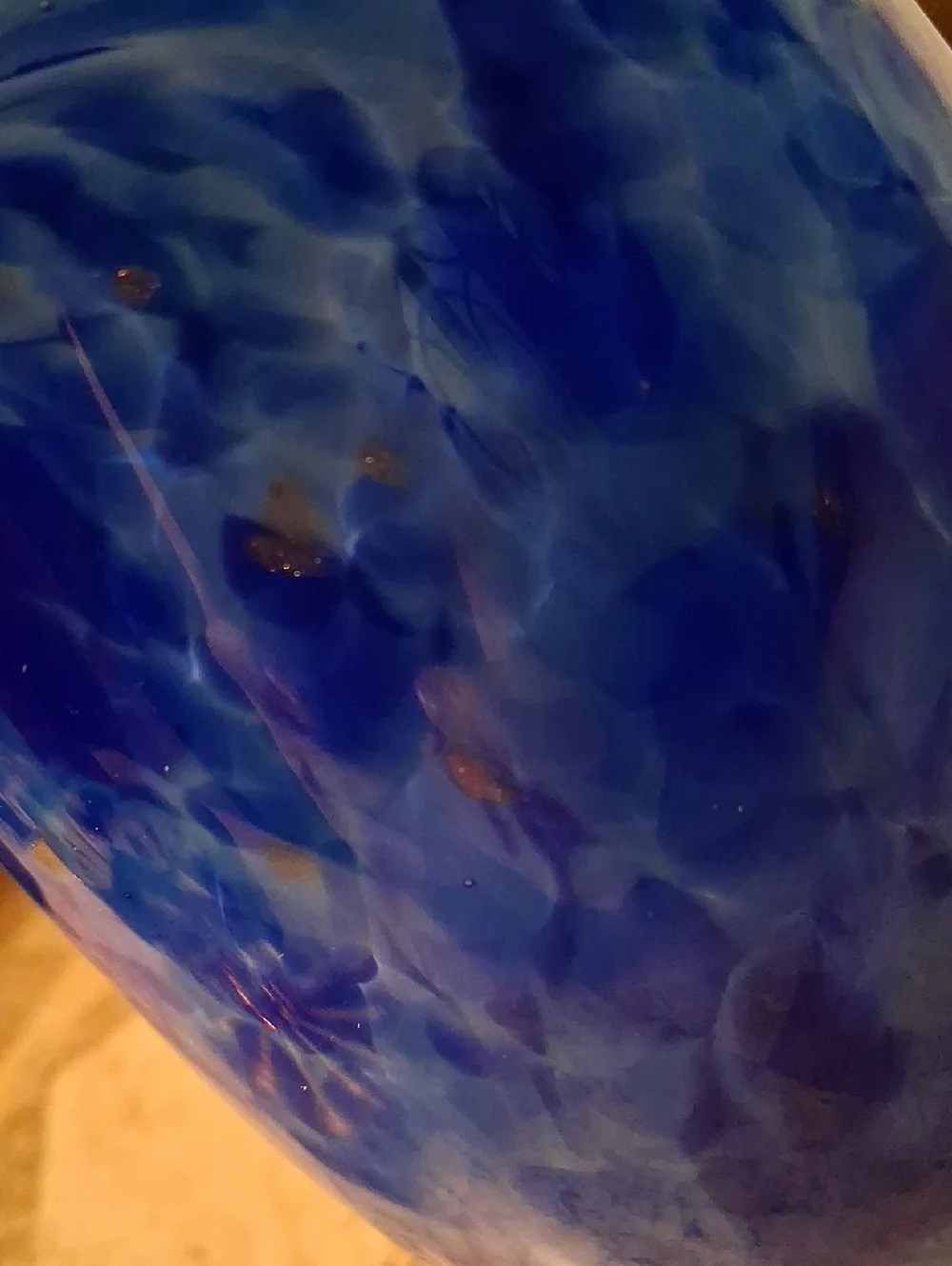 Votive Candle Holder. Art Glass In Lapis Blue  